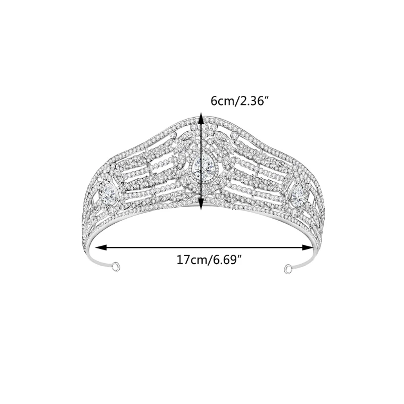 

Vintage Tiara for Women Zirconia Crown Rhinestone Princess Headpieces Party Prop L41B