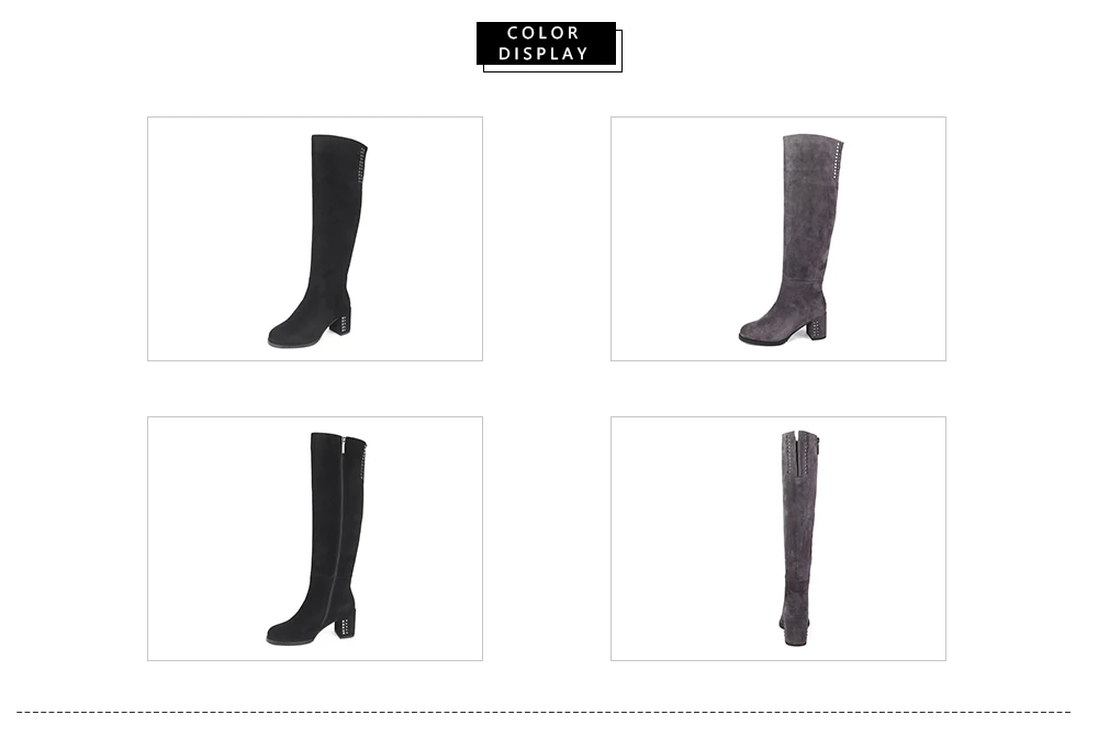 SOPHITINA Brand Boots Woman Handmade Round Toe Square High Heel Winter Boots Kid Suede Knee High Wool Fur Shoes SC206