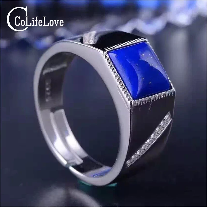 Мужское кольцо из серебра 925 пробы с лазуритом 8 х8 мм|men ring fashion|ring fashionring for |