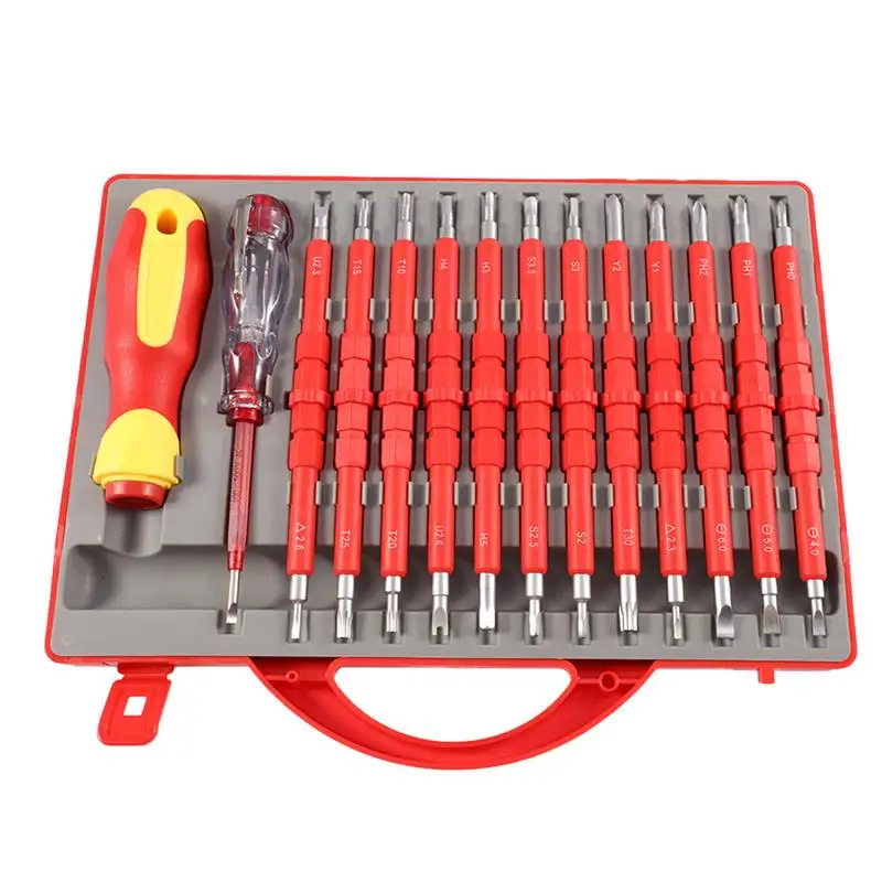 

Insulated Screwdriver Set Slotted Torx Magnetic Screwdriver Bits Double End Screw Bit Set For Electricians Repair Hand Tools