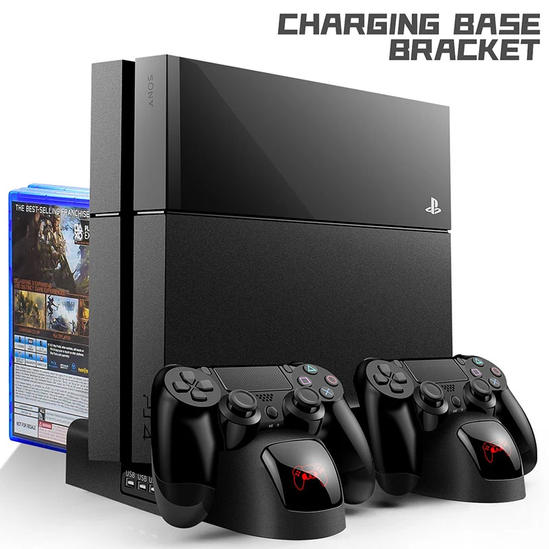 ps4ps4 slimps4 pro vertical stand with cooling fan cooler dual controller charger charging station for sony playstation 4 free global shipping
