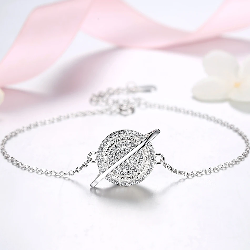 Браслет стразы женский из серебра 100% пробы с планетами | Украшения и аксессуары