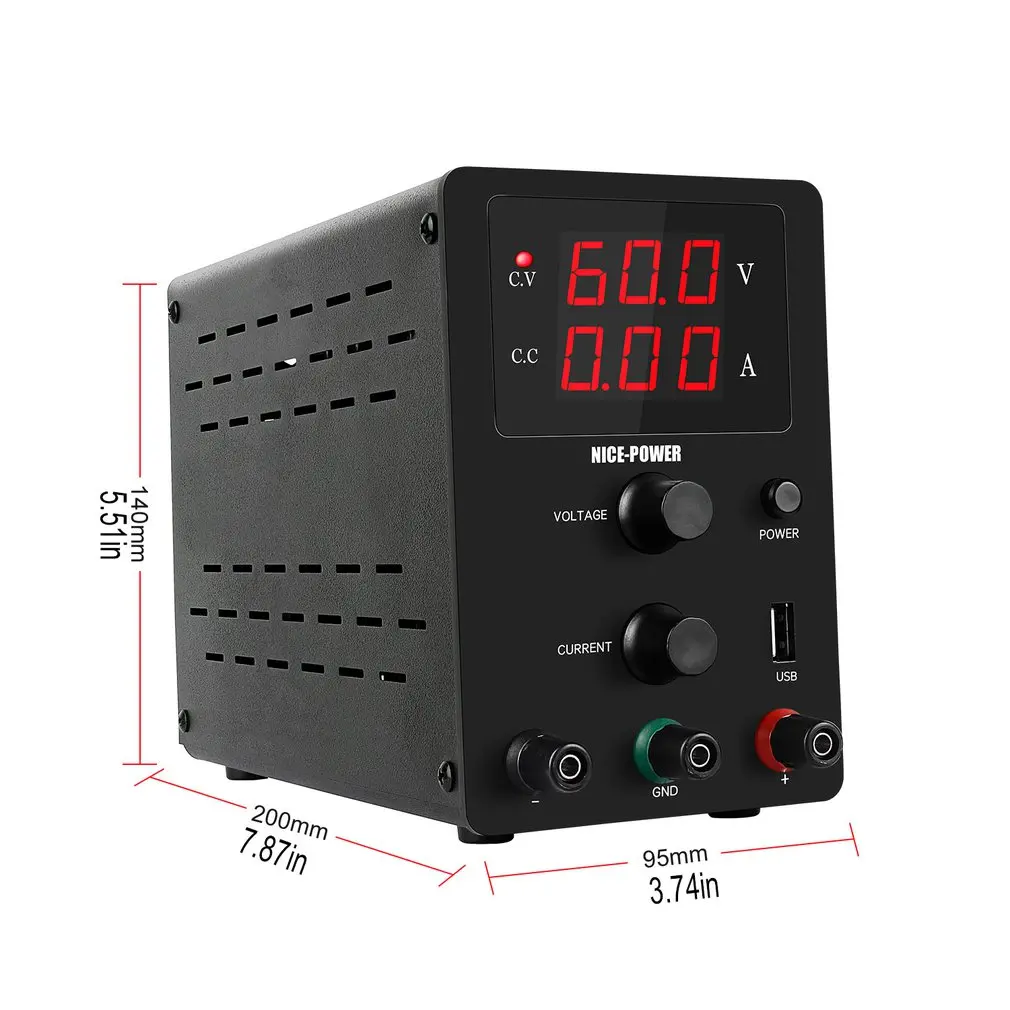 

60V5A Power Source High Precision Switch Lab DC Power Supply Adjustable Digital Display Device Workshops Laboratory