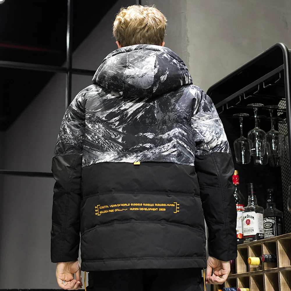 Covrlge Man Duck Down Jacket Light Thick Jackets Men Hooded 90 Fleece Jacket  Men Stand-up Collar Coat Men US Size White MWY032