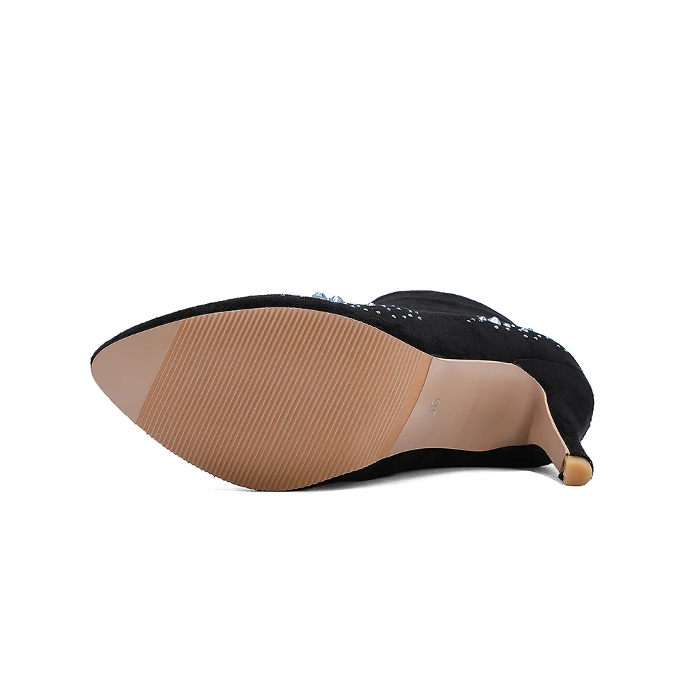 hot brand new elegant gray black women ankle boots sexy crystal lady dress shoes high heel plus small big size 10 32 45 48 free global shipping