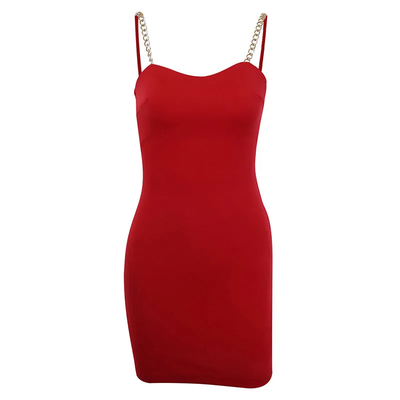 

2021 New Chain Sling Dress Women's Summer Women's Sexy Low Cut Slim Party Hip Skirt Sexy Dress Off The Shoulder Dresses