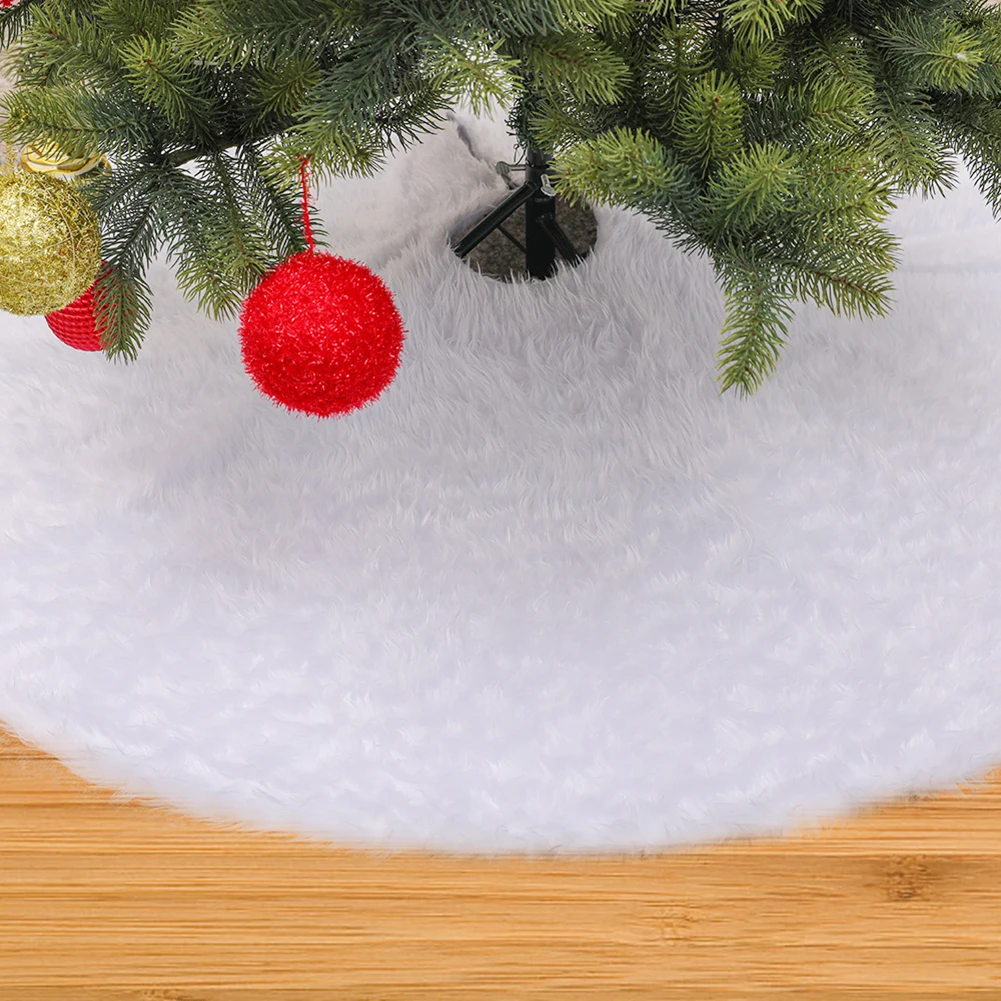 

Long Snow Plush Christmas Tree Skirt Base Floor Mat Cover XMAS Party Decor For Your Christmas Tree At Home School