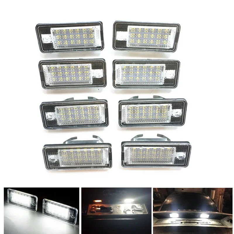 

1/2/4 Pair For A4 S4 B6 B7 A6 S6 C6 A3 S3 A8 S8 D3 Rs4 Rs6 Avant Q7 Canbus No Error Car LED License Number Plate Lights 12V Lamp