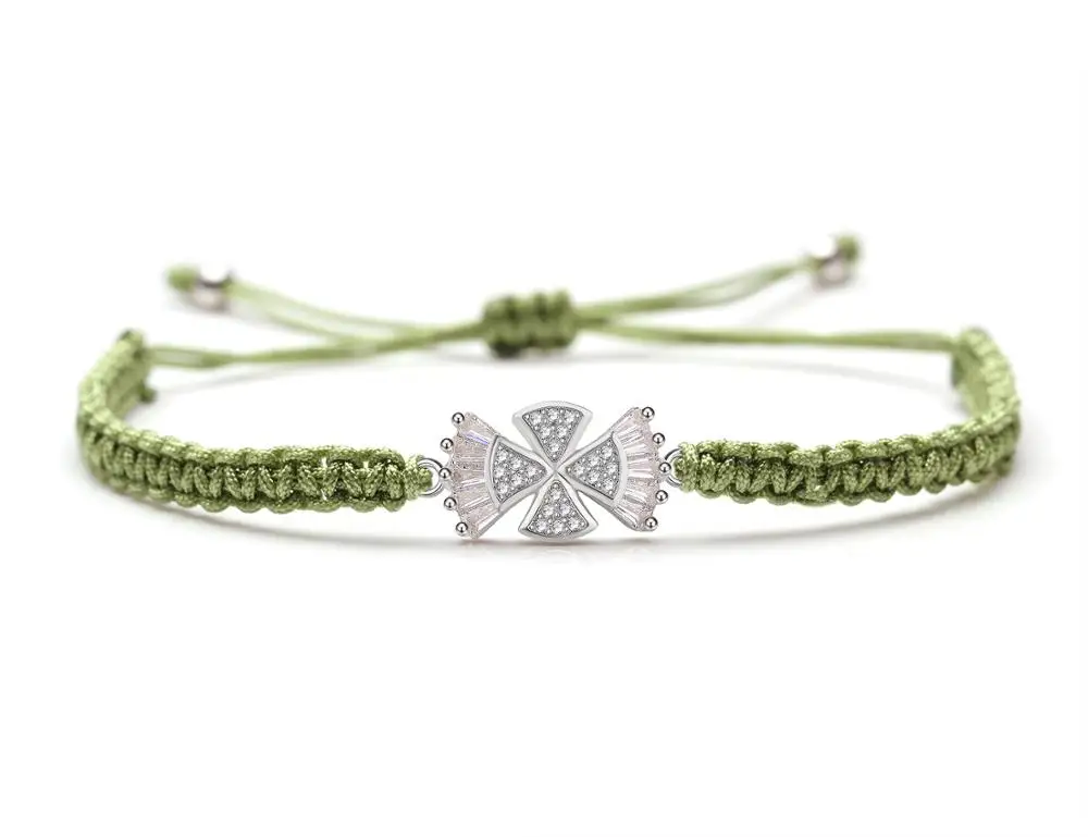 Браслет с шармами в виде четырехлистного клевера летающего крыла из меди