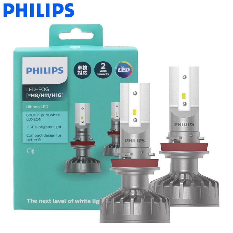Светодиодные Автомобильные противотуманные фары Philips LED H8 H11 H16 Ultinon 6000K холодный