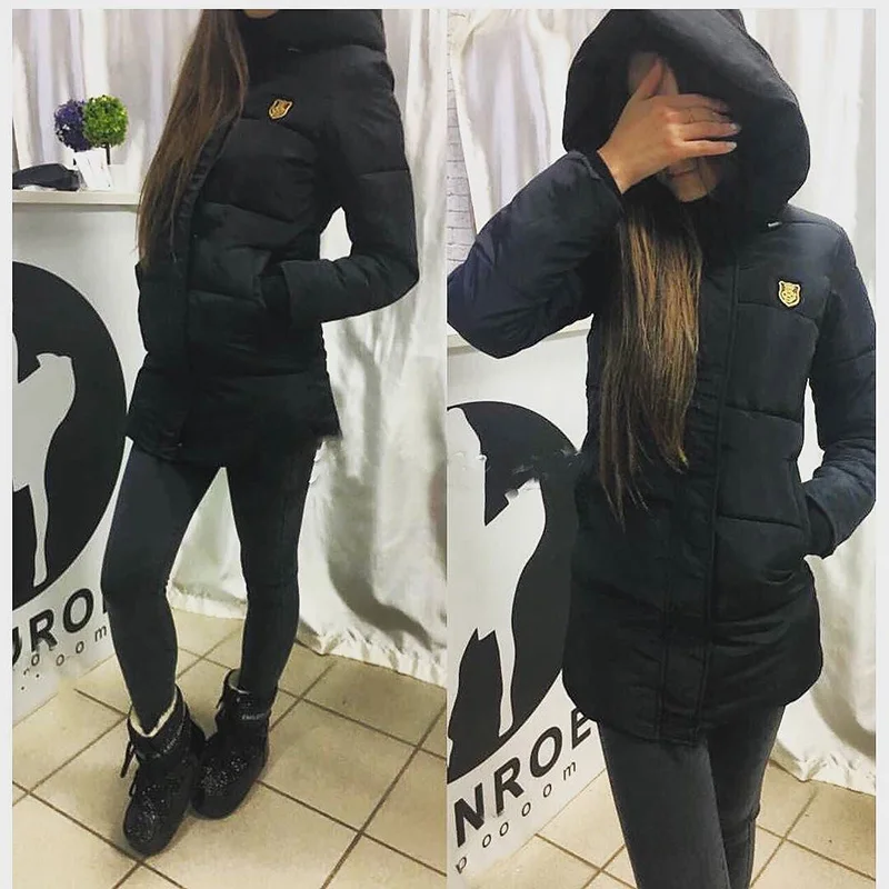 Black Voobuyla, Женское зимнее теплое пальто с капюшоном размера плюс 3XL, куртка с хлопковой подкладкой, женские утепленные парки, Женская Стеганая куртка - Цвет: Black