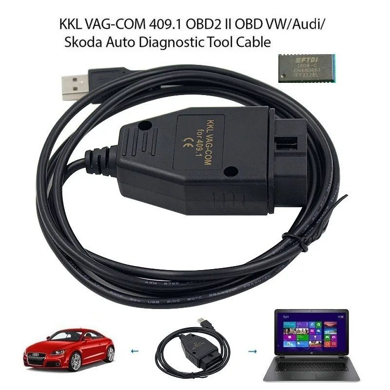 OBD2 USB VAG-COM kkl 409 1 Авто диагностический сканер кабель с FTDI Диагностический