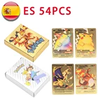 54 шт., металлические золотые карточки с покемоном
