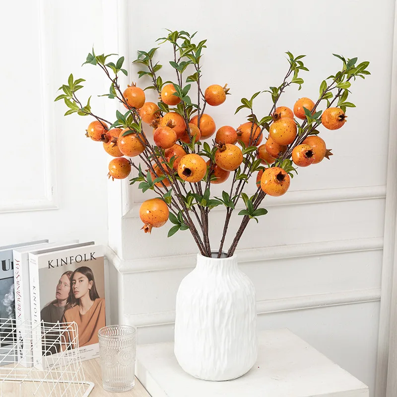 

Artificial 73cm4 Fork Pomegranate Fruit Small Plant Home Living Room Dining Room Garden Flower Arrangement DIY Simulation Fruit