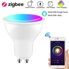 ZigBee Gu10 WiFi умный светильник лампа RGB + белый + теплый светильник s Tuyaприложение Smart Life 100-240V затемнения светильник работать с Alexa Google