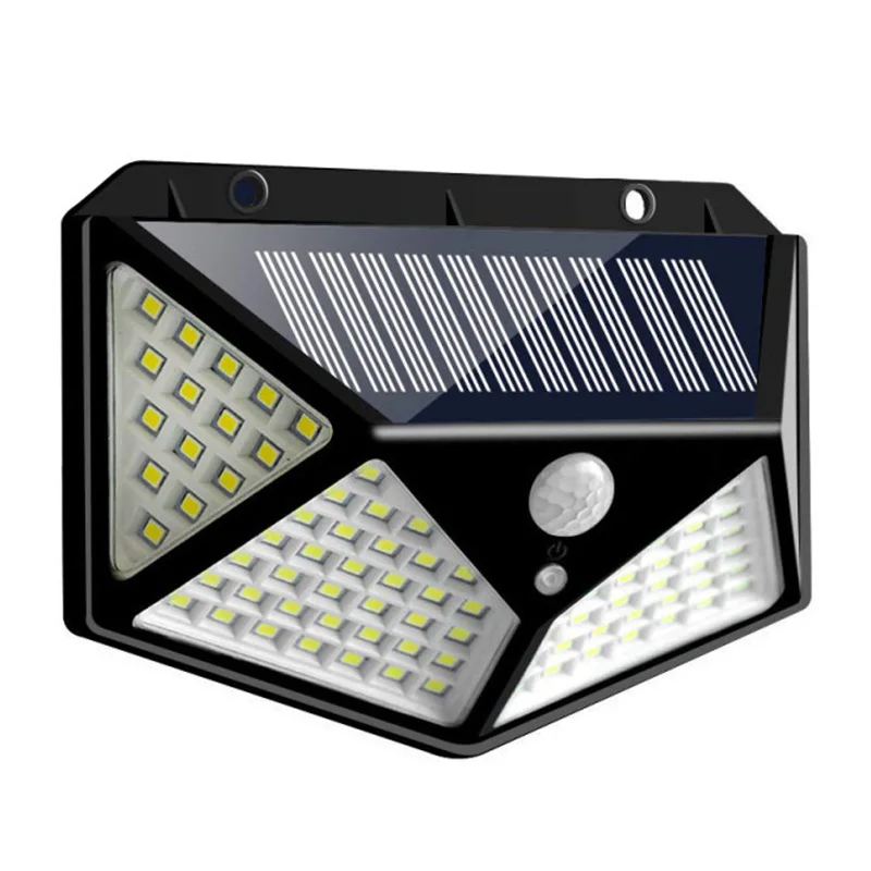 100 LEDs Солнечный водонепроницаемый датчик движения светильник PIR датчик человеческого тела светильник ing для наружного забора сада Путь ABS настенный светильник s - Испускаемый цвет: 100 LEDs