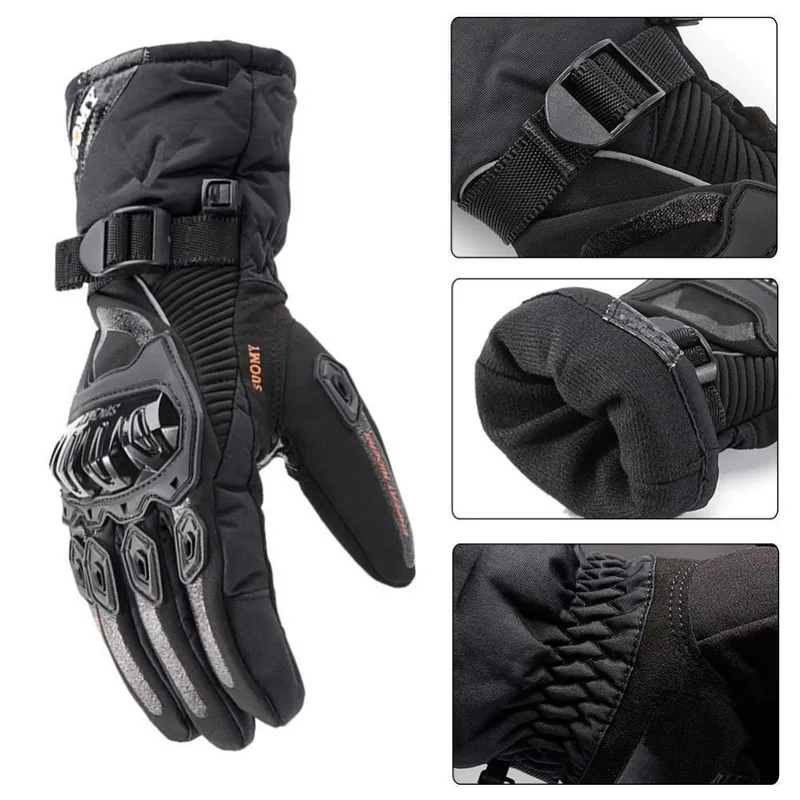 

Motocycle Gloves Winter Leather Thermal Anti-slip & Anti-collision Biker Motorbike Motorcycle Waterproof Glove guantes moto (F)