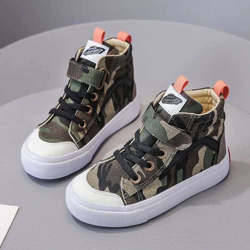 

2021 New Brand Boys Casual Shoes Army Green Fashion Children's Boots Cool Boy Girl Outdoor Military Camouflage Footwear E08067