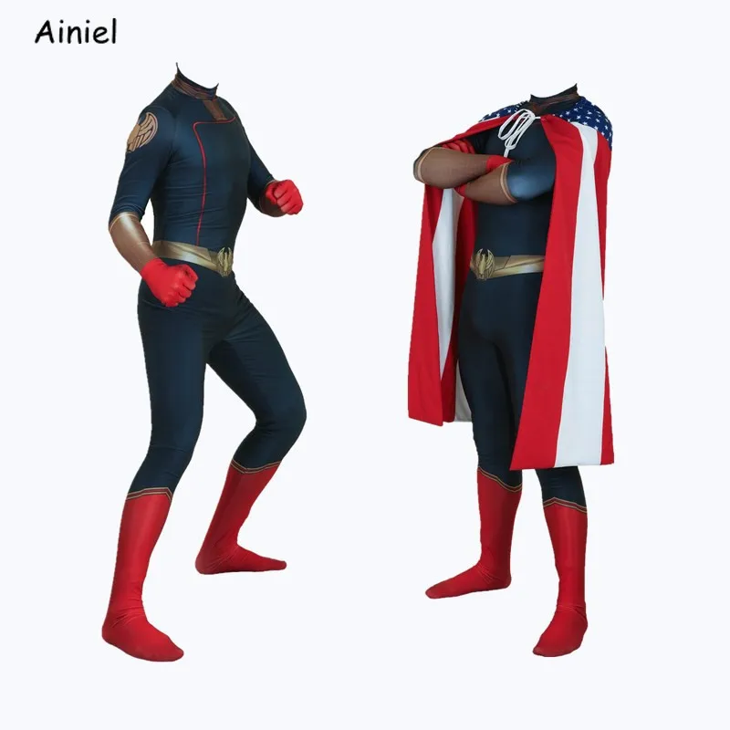 Мальчишки Homelander Косплэй костюм красного дерева мантии Для мужчин 3D лайкра зентай