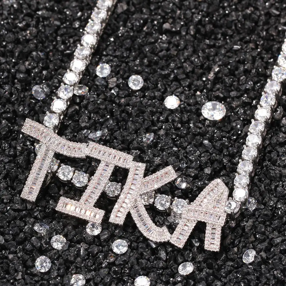 

THE BLING KING Double-layer Overlapping Cursive Font Pendant Solid make Your Words Necklaces Zirconia Unisex Jewelry 2020 New