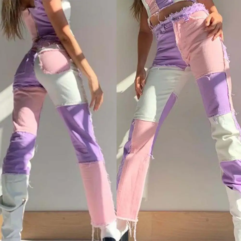 

Denim Pants High Waist Pockets Women Jeans Pencil Pants Cool Women Jeans