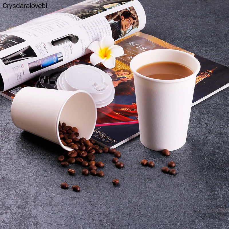 

100pcs High Quality Disposable Paper Cup Thickened Milk Tea Coffee Juice Drink Cup with Lid