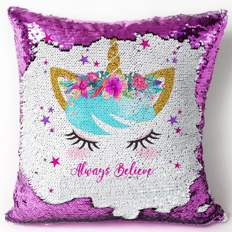 Подушка со стразами в виде единорога чехол для украшения дома блестящая