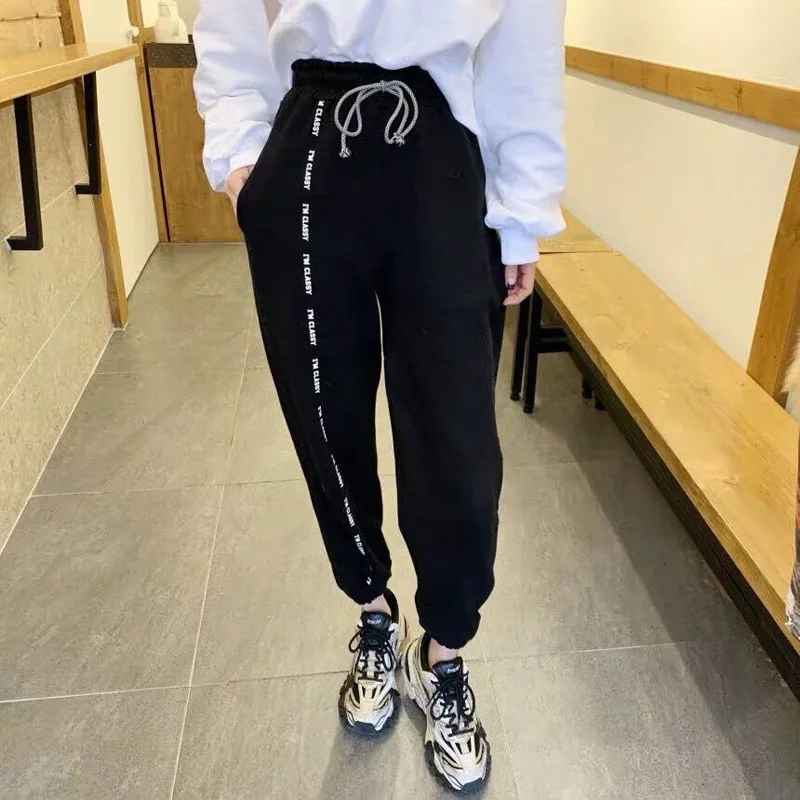 

Women Jogging Soprt Drwastring Pants Female Fashion Loose Sportwear Trousers Casual Elastic Waist Streetwear Harem Pants