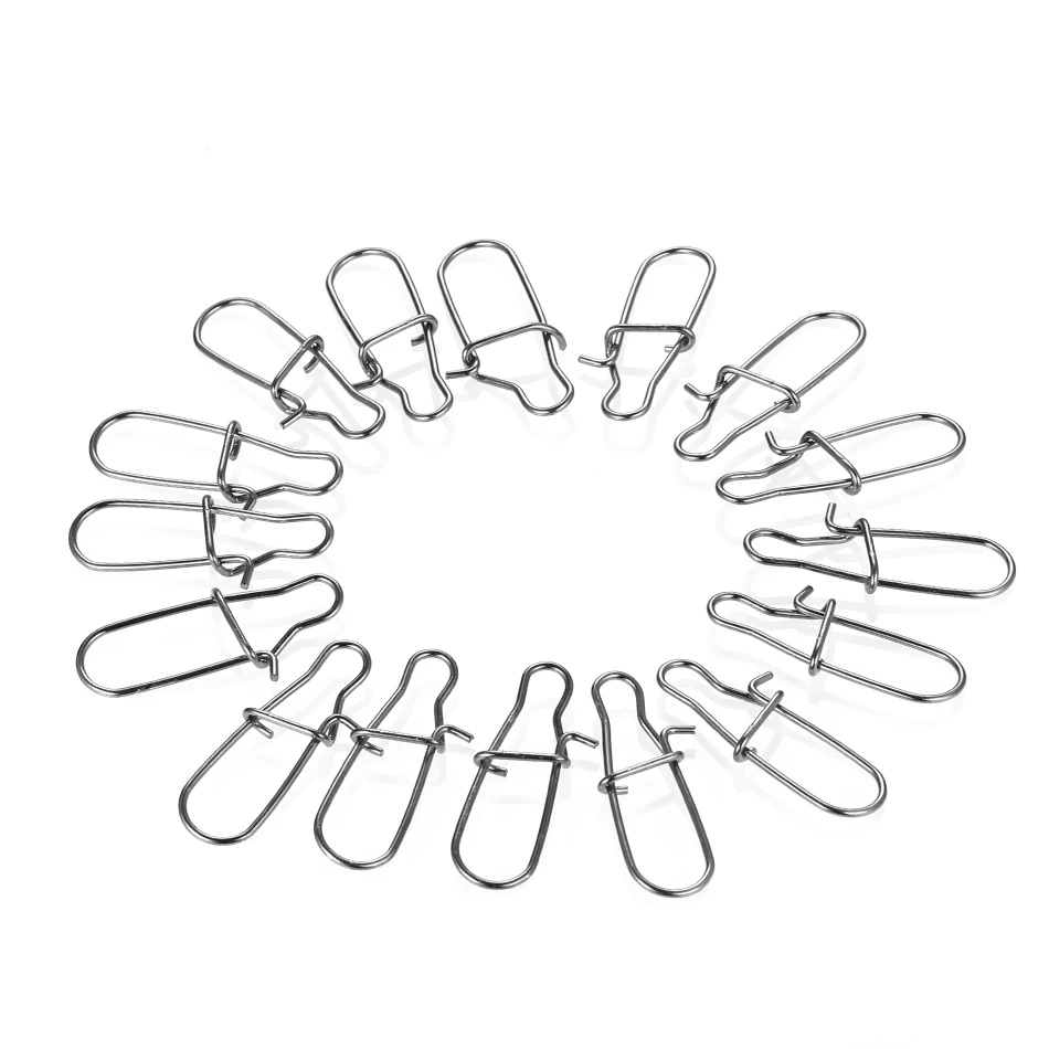 50pcs/lot Stainless Steel Fishing Connector Fast Clip Lock Snap Swivel Solid Rings Safety Snaps Fishing Hook Tool Snap Pesca