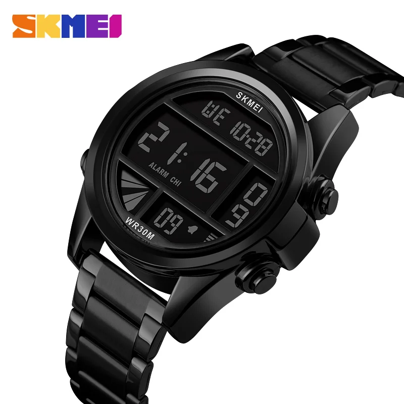 

SKMEI Fashion Men Watch Creativty Digital Watch 3Bar Waterproof Stereoscopic Dial Stainless Steel 12/24 Hour montre homme 1448