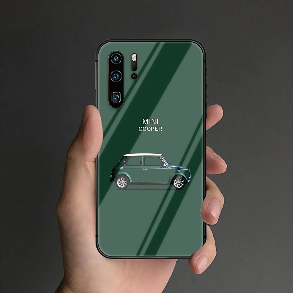 

Mini Cooper Phone Tempered Glass Case Cover For Huawei P Nova Mate 5T 20 30 40 Pro Lite Smart 2019 2021 Soft Luxury Tpu Back