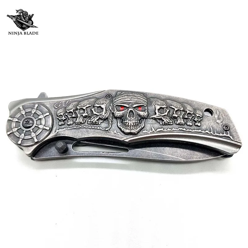 Складной нож в стиле Панк Смерти с изображением Карибского пиратского черепа