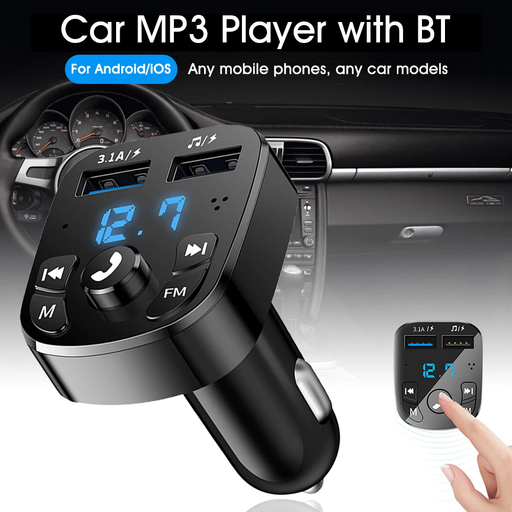 

Bluetooth-compatible 5.0 FM Transmitter Car Player Kit Handsfree Audio Receiver MP3 Player USB Fast Charger Car Accessories