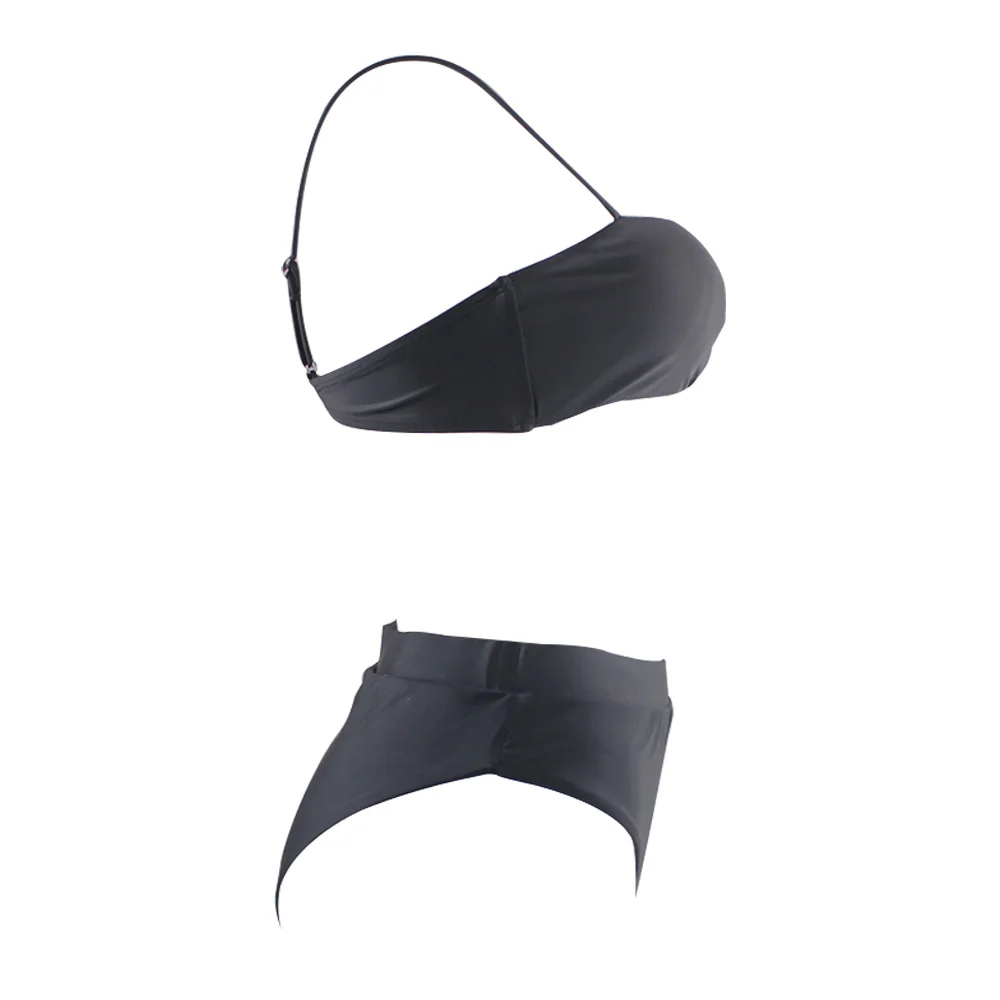 

Swimsuit Bikini Solid color with high waist strap Bikini Women Swimwear Sexy bathing suit