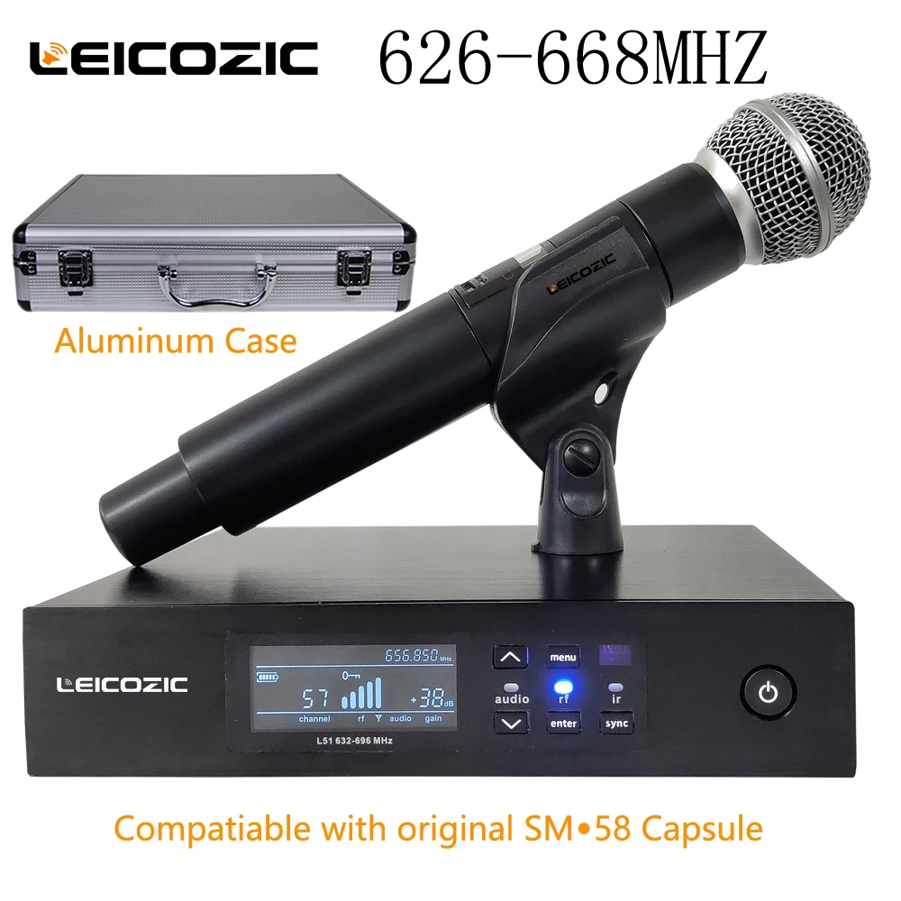 Leicozic QLXD цифровой микрофон Беспроводная система QLXD4 ручной микрофон одноканальный работает с оригинальной SM-58A капсулой 628-668 МГц