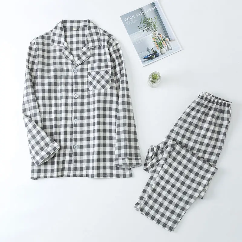 Новинка пижама из 100% хлопка женские пижамные комплекты для пар весенняя одежда