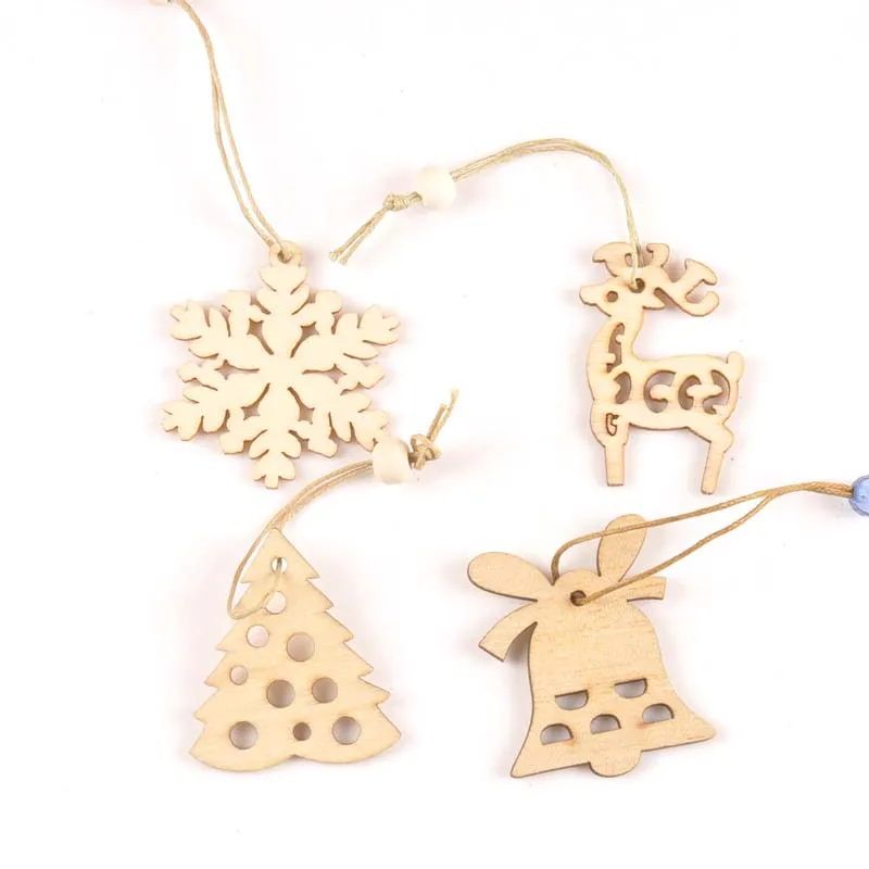 

4 шт., деревянные подвесные украшения для новогодней ёлки