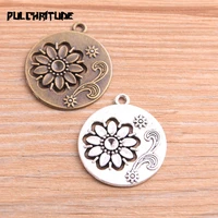 pulchritude 4pcs 2731mm 2020 new product two color round flower charms plant hollow pendant jewelry metal alloy jewelry marking