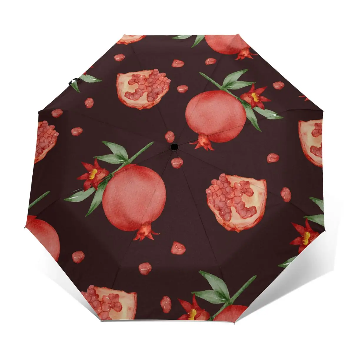 

Зонт Автоматический с защитой от ветра, складной, с гранатом и зелеными листьями от дождя, 3 шт.