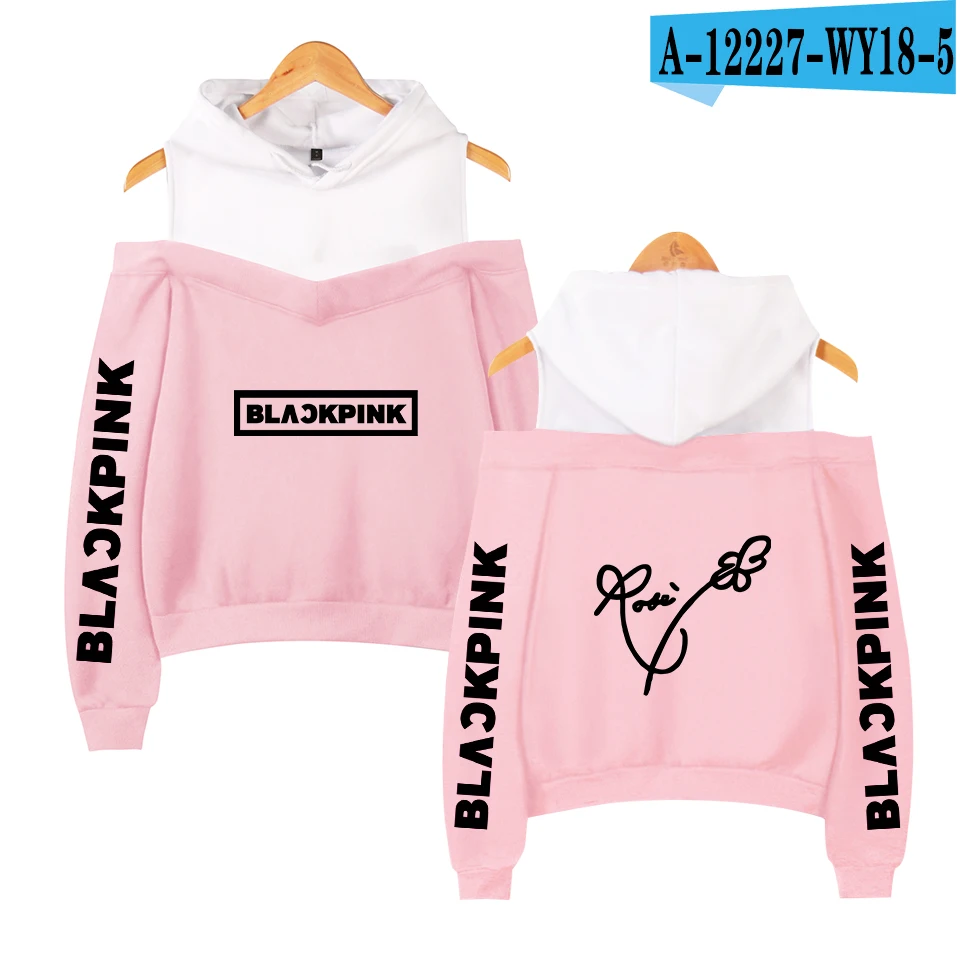pink Сексуальные модные черные розовые толстовки женские Kpop толстовки с принтом Blackpink женские толстовки без бретелек хип-хоп толстовка - Цвет: pink