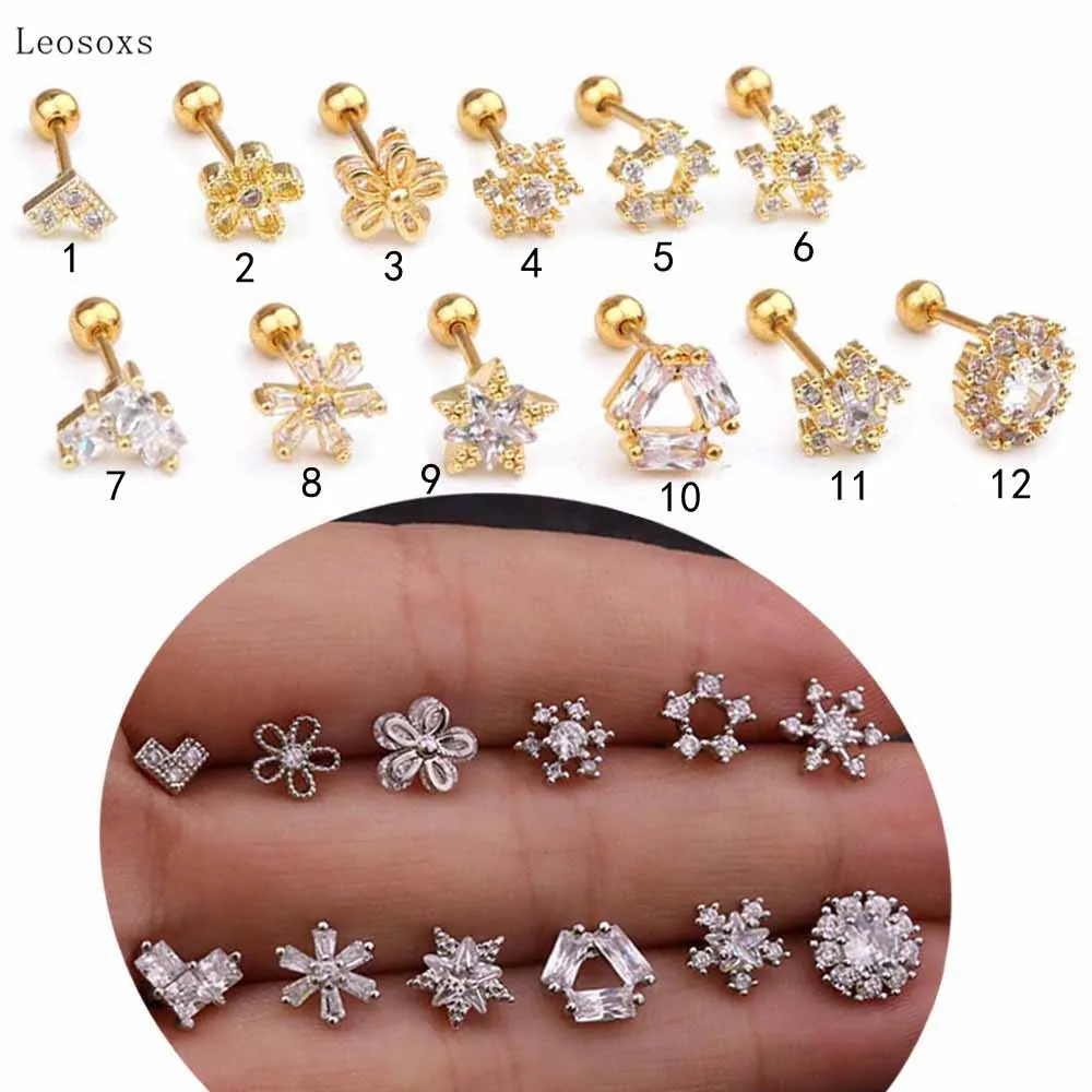 

Leosoxs 2pcs Fashion Creative Micro-inlaid Zircon Snowflake Ear Bone Nail Exquisite Piercing Jewelry