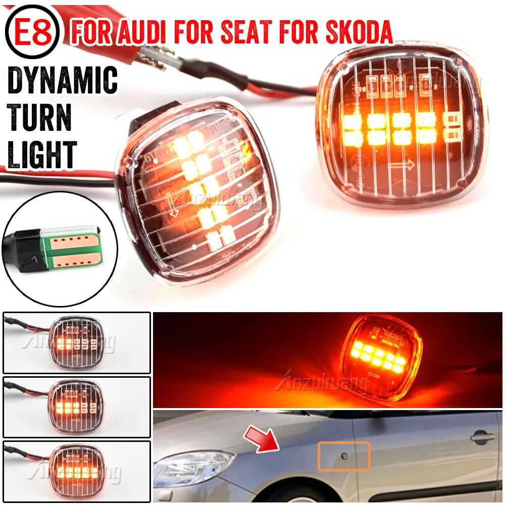 

For Skoda Fabia 6Y 5J Octavia Superb Roomster SEAT Cordoba Ibiza 2 AUDI A3 A4 A8 Dynamic LED Side Marker Light Turn Signal Lamp
