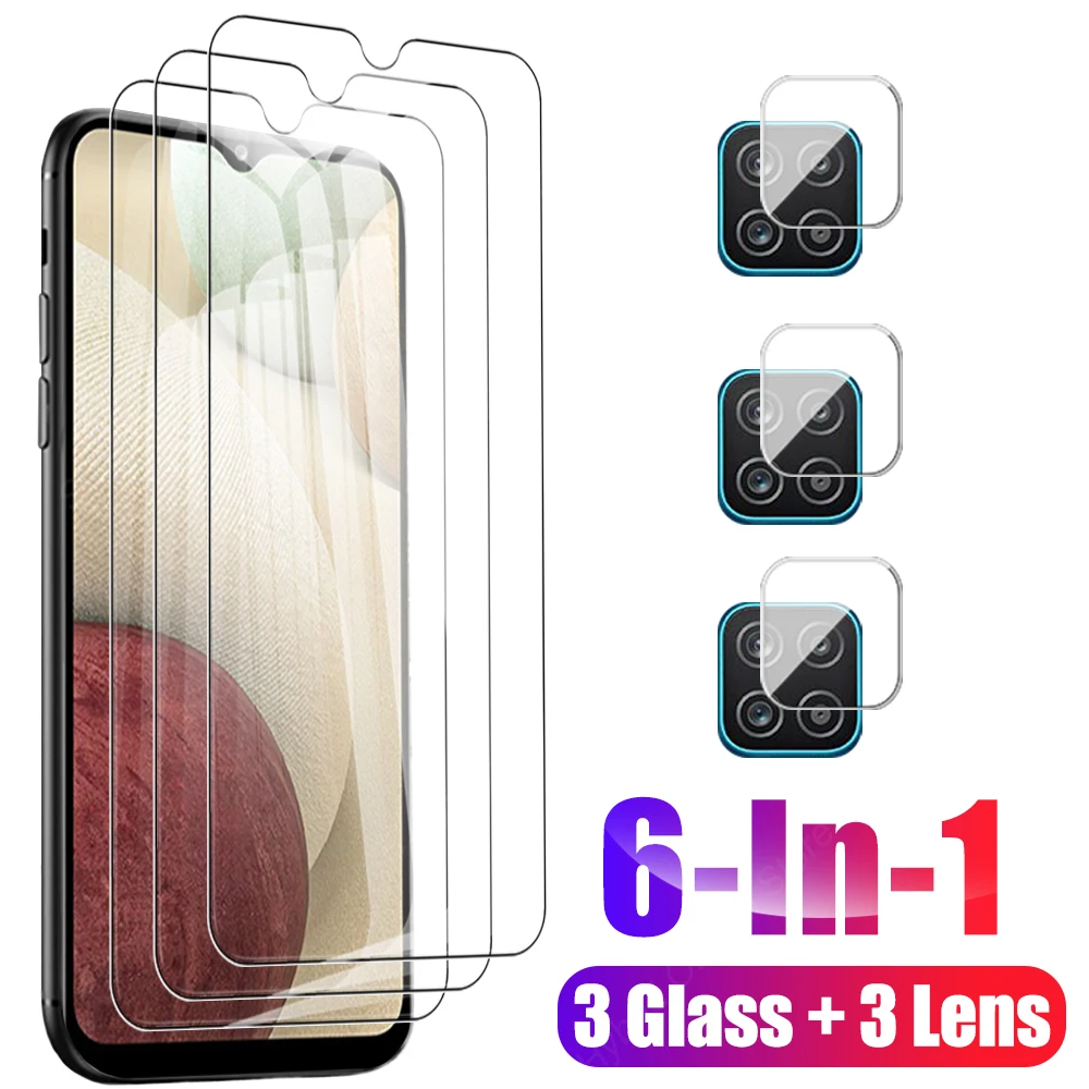 

6 In 1 Screen Protector Tempered Glass For Samsung Galaxy A12 Camera Lens On For Samsung A12 A1 A 1 2 M 12 M12 Protective Film