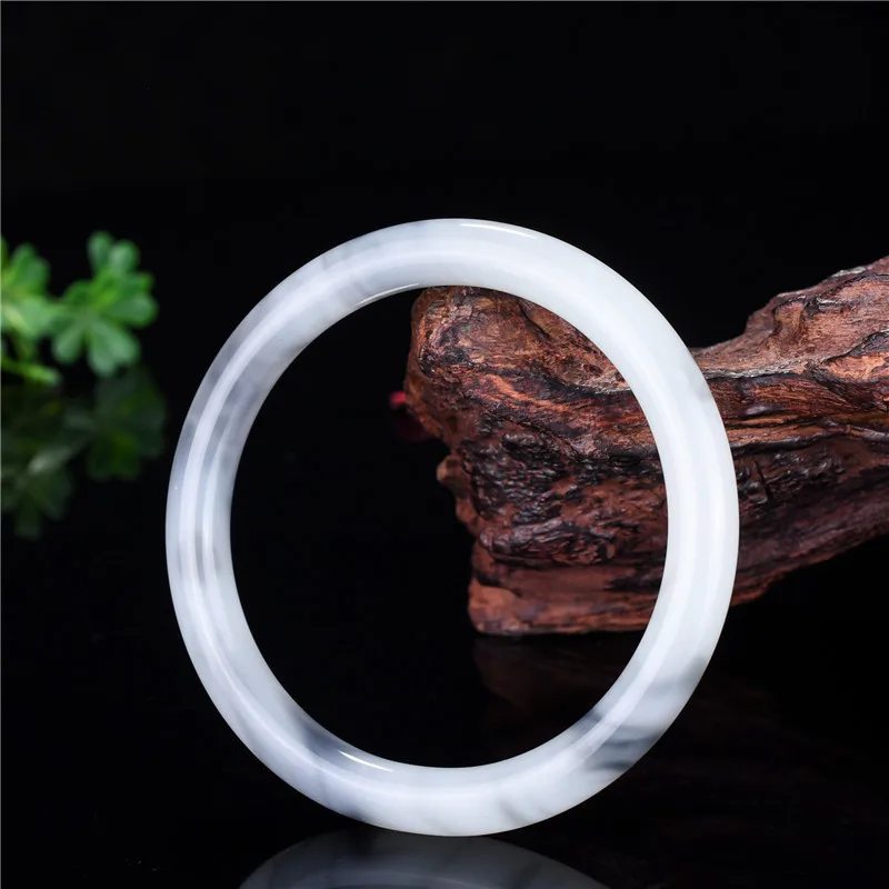 

Natural Smoke Gray Hand Carved Round Jade Bracelet Fashion Boutique Jewelry Men's and Women's Bracelet Gift Accessories