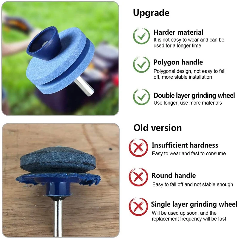 

3Pack Double Layer Diamond Lawn Mower Blade Sharpener Wear Lawnmower Blade Sharpener for Any Power Drill/Hand Drill