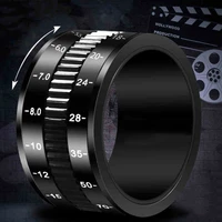 photographer black camera lens rings for men separate rotatable decompression trendy men party domineering single digital ring