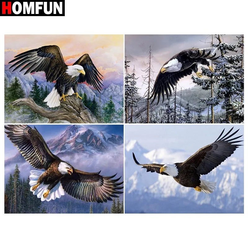 Алмазная живопись HOMFUN вышивка крестиком Орел гора дерево 5D алмазная сделай сам