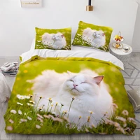 140210cm size dogs pet dog cat design 3d bedding sets white duvet quilt cover set comforter bed linen pillowcase king queen