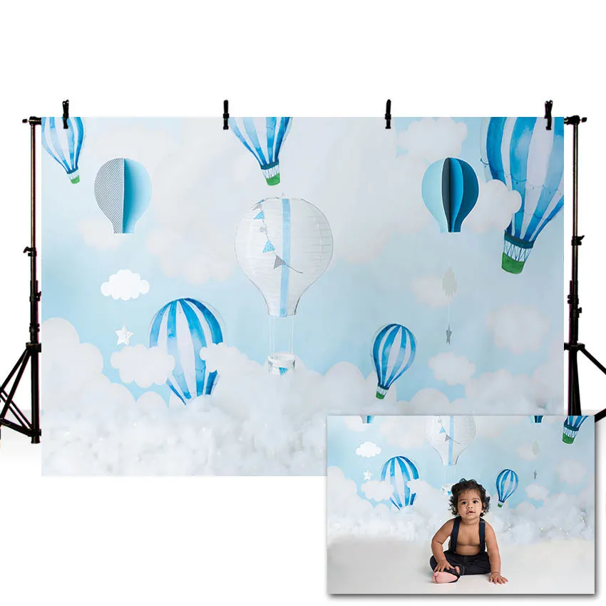 

Фон для фотографий Mehofond, день рождения, воздушный шар, голубое небо, белые облака, декор для фотостудии