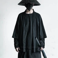 japanese streetwear haori men traditional kimono cardigan black coat jacket harajuku autumn samurai fashion cosplay costumes